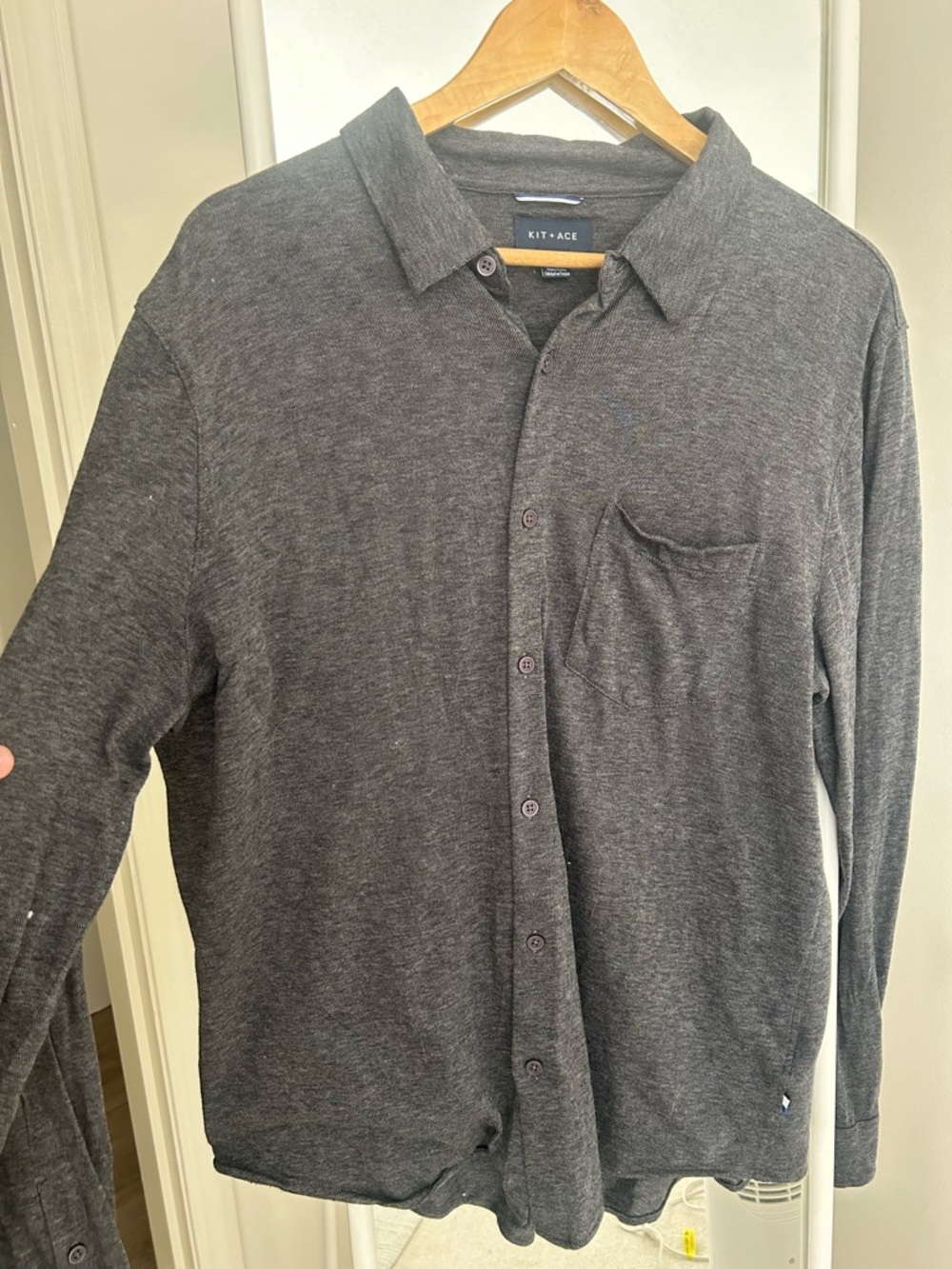 Kit and Ace Charcoal Gray Long-Sleeve Button-Down Shirt